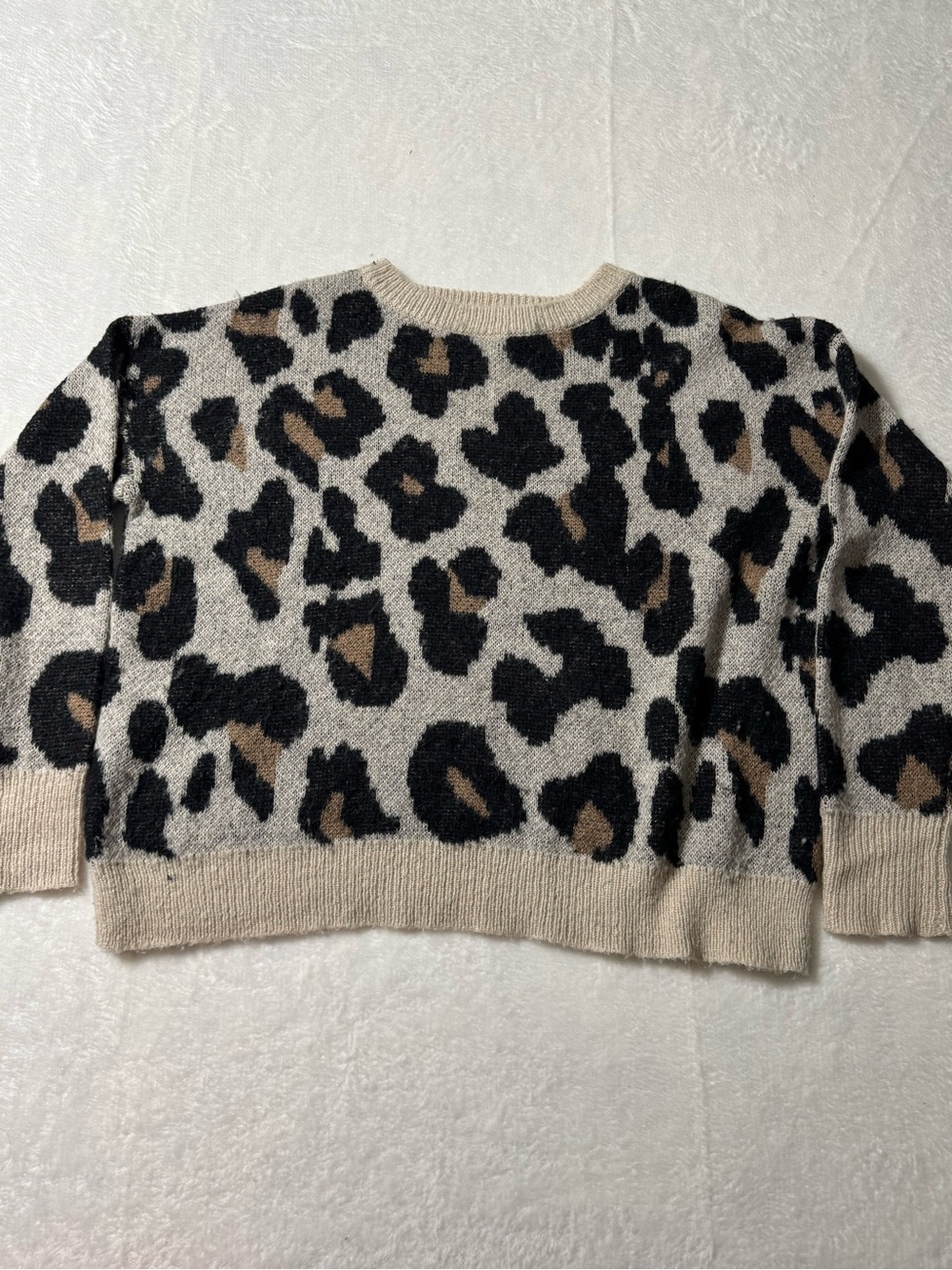 Gianni Bini Beige, Black & Brown Leopard Crewneck Sweater